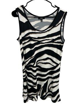 MSK Women's Zebra Print Lightweight Sleeveless Tunic Top Size L MobWife Glam